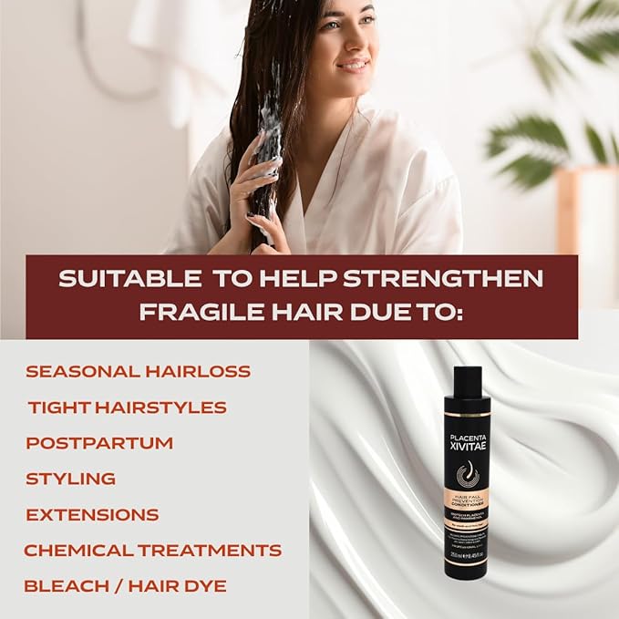 Conditioner for Damaged Hair Fall Prevention with Biotech Placenta 250 ml - Moisturizing and Strengthening - Professional Deep Hair Conditioner with Organic Hazelnut Extract and Panthenol