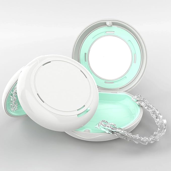 HEMILAB® Retainer Case, Slim Aligner Case with Mirror, Compatible with Invisalign, Cute Retainer Orthodontic Box with Vent Holes, White