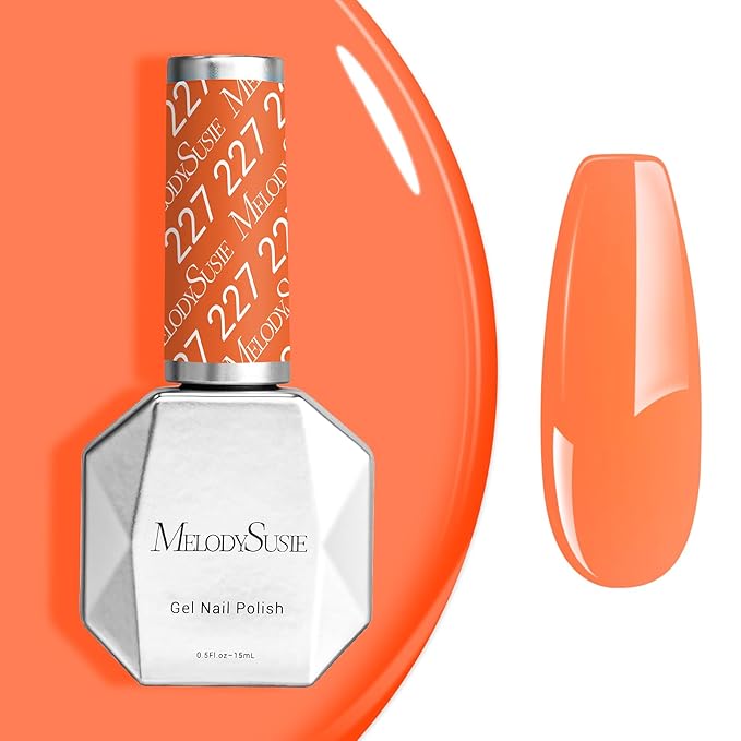 MelodySusie Coral Orange Gel Nail Polish, 0.5 fl oz Nails Soak Off UV LED Light Orange Gel Polish Gift for Women Nail Art Manicure Salon DIY Nail Design Decoration at Home-227