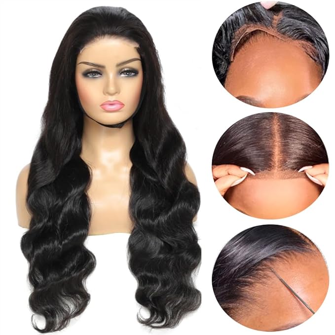 Glueless Wigs Human Hair Pre Plucked Pre Cut 5x5 HD Lace Closure Wigs Human Hair 180% Density Wear and Go Body Wave Lace Front Wigs Human Hair for Women 32 Inch