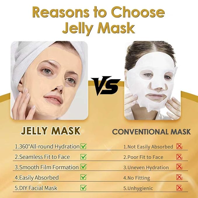 Powder Jelly Mask for Facials Professional, Peel Off Facial Mask for Hydrating & Moisturizing, Christmas Hydrojelly Mask Gifts for Women Men, Home DIY Spa Use for All Skin with 24K Gold