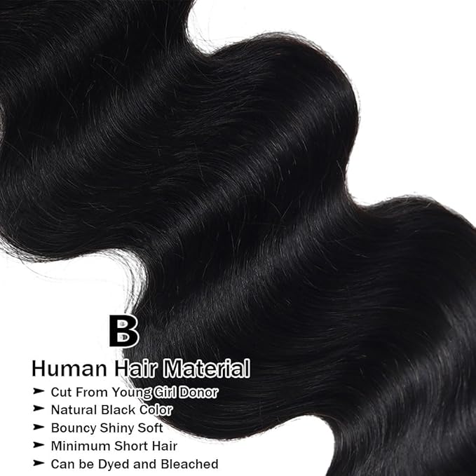 Body Wave Bundles Human Hair 14 16 18 Inch 12A Human Hair Bundle 100% Unprocessed Brazilian Virgin Hair 3 Bundles Human Hair Extensions for Black Women Natural Color