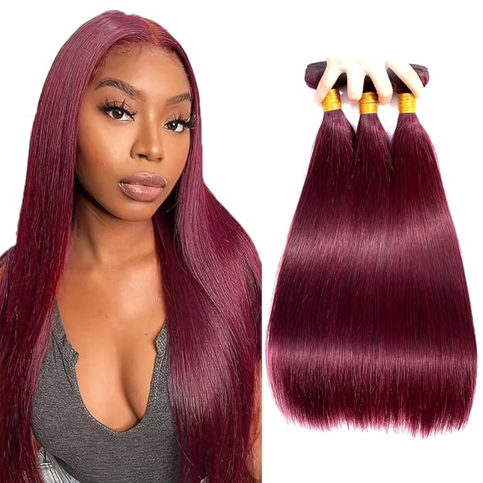 24 26 28 inch Burgundy Bundles Human Hair 99J Straight Bundles Red Human Hair Bundle Burgundy Straight Bundle