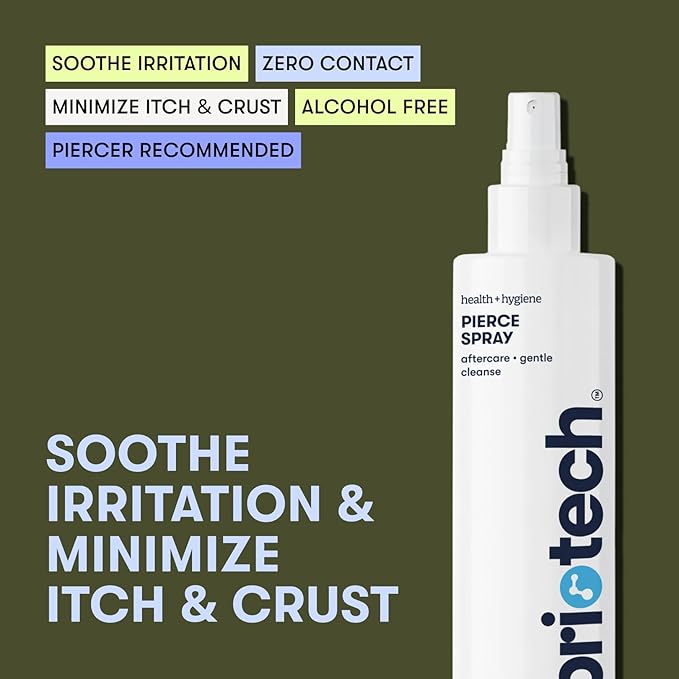 BRIOTECH Pierce Spray, Hypochlorous Acid, Gentle Piercing Aftercare, Calm Redness & Itch, Reduce Bumps, HOCl Saline Spray, Contact Free, No Rinse or Residue, Alcohol Free, 4 fl oz