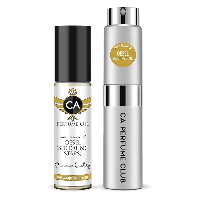 CA Perfume Duo Impression of Oesel Shooting Stars For Women And Men Perfume Layering Set Long Lasting Travel Size EDP + Body Oil Roll-On Bottle 0.27 Fl Oz+0.33 Fl Oz