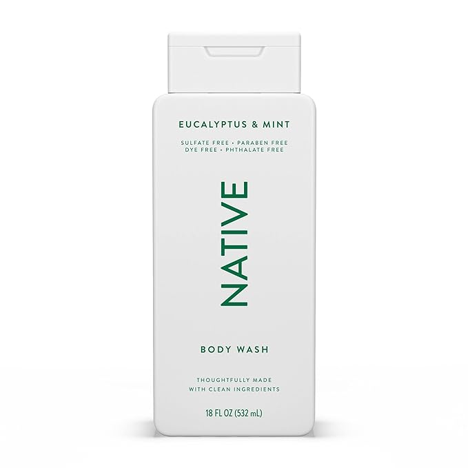 Native Body Wash Contains Naturally Derived Ingredients | For Women & Men, Sulfate, Paraben, & Dye Free Leaving Skin Soft and Hydrated | Eucalyptus & Mint 18 oz