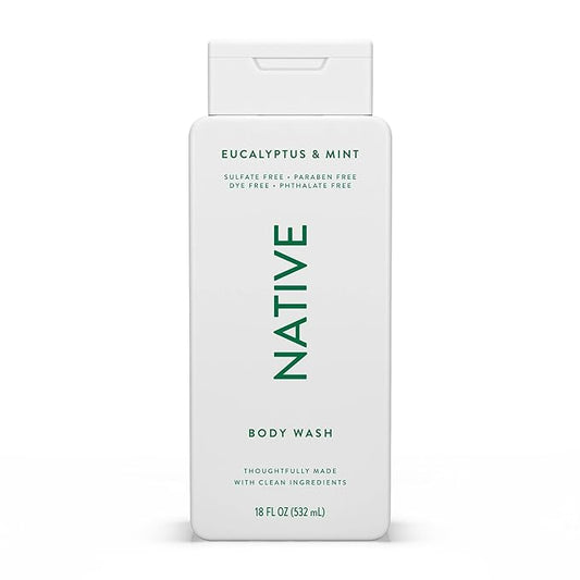 Native Body Wash Contains Naturally Derived Ingredients | For Women & Men, Sulfate, Paraben, & Dye Free Leaving Skin Soft and Hydrated | Eucalyptus & Mint 18 oz