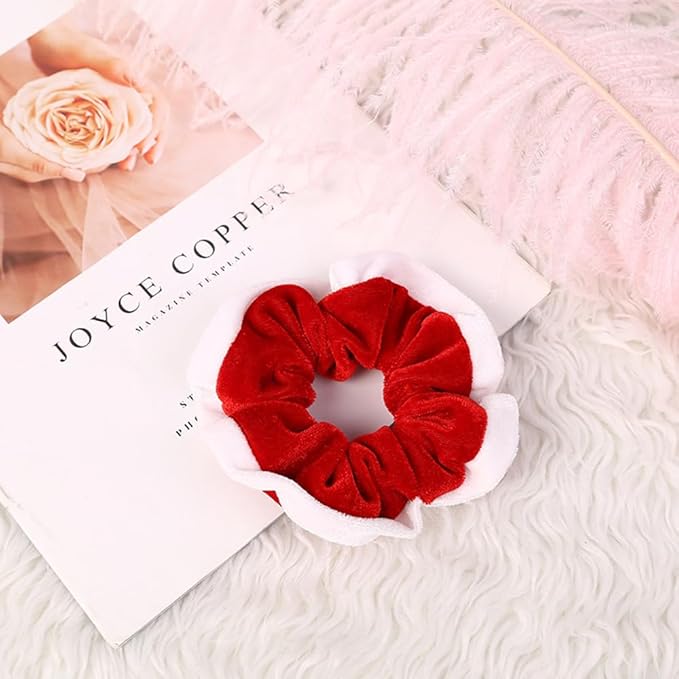 3PCS Christmas Hair Scrunchies Velvet Christmas Hair Ties Red Green White Elastic Hair Bands Hair Accessories Christmas Ponytail Holders for Girls Kids Women Birthday Xmas Gifts