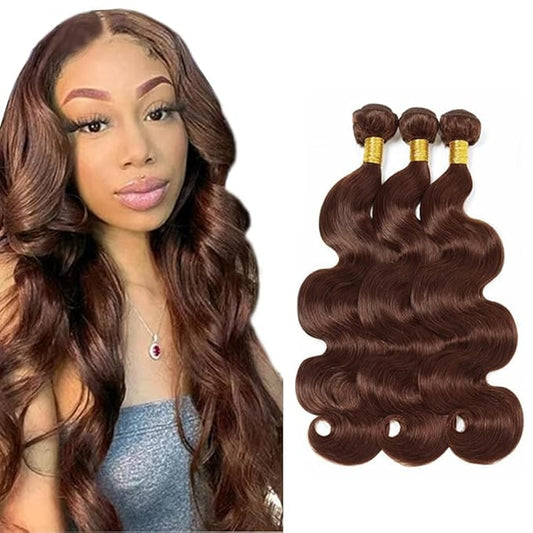 #4 Bundles Dark Brown Human Hair Bundles Brown Body Wave Bundle 18 20 22 inch Mixed Length Color 4 Human Hair Bundle