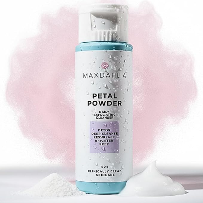 MAXDAHLIA Petal Powder Daily Exfoliating Cleanser – Creamy, Brightening Powder Wash with Rice, Oat, Hibiscus, Calendula & Kaolin Clay for Gentle, Renewed Skin