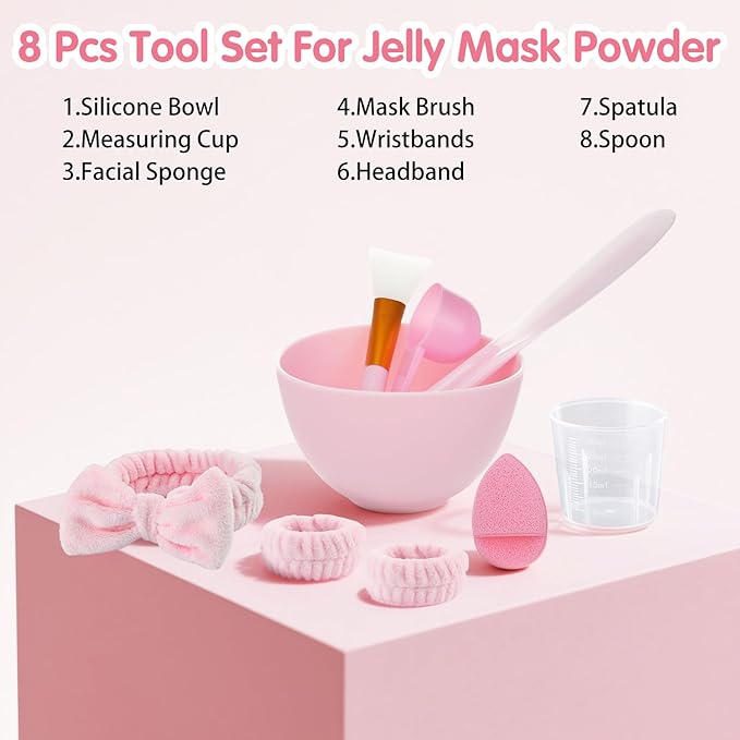 Jelly Masks for Facials Professional, Bulgarian Rose Hydrating & Moisturizing Jelly Mask Powder with Mixing Bowl Set, Peel-Off Hydrojelly Face Mask Skincare, Christmas Spa Gifts for Women