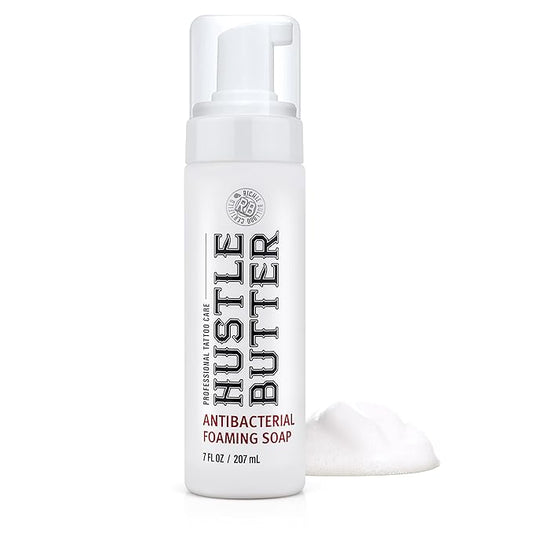 Hustle Bubbles Tattoo Aftercare Soap - Antibacterial Cleanser To Clean New Tattoos & Piercings - Essential Body Art Supplies 7oz
