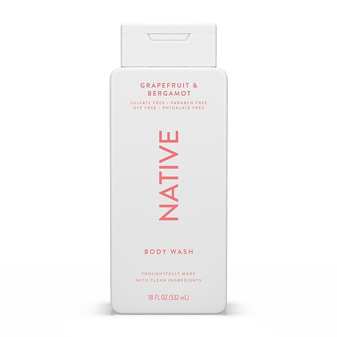 Native Body Wash Contains Naturally Derived Ingredients | For Women & Men, Sulfate, Paraben, & Dye Free Leaving Skin Soft and Hydrating | Grapefruit & Bergamot 18 oz