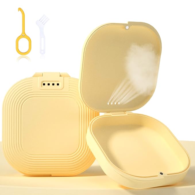 HEMILAB® Retainer Case, Aligner Case with Vent Holes, Compatible with Invisalign, Mouth Night Guard, Yellow