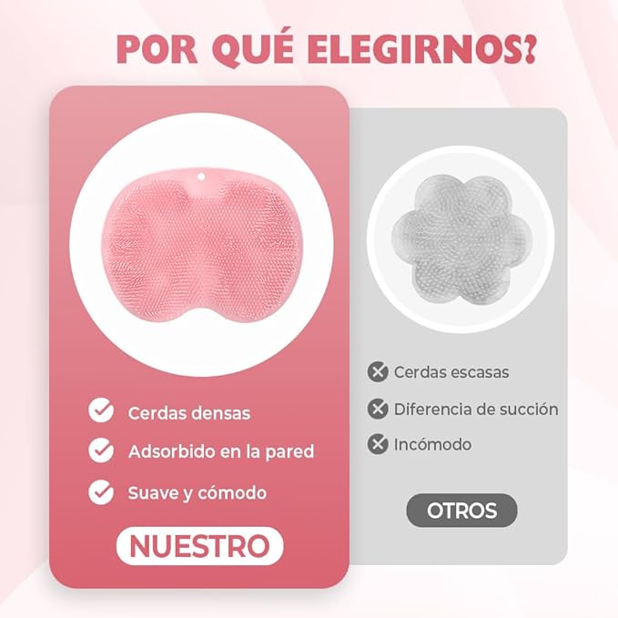Shower Foot Scrubber Mat, 2025 New Foot Back Cleaning Pad Back Washer with Non-Slip Suction Cups, Wall Mounted Exfoliating Bath Wash Pad for Men and Women (Pink)