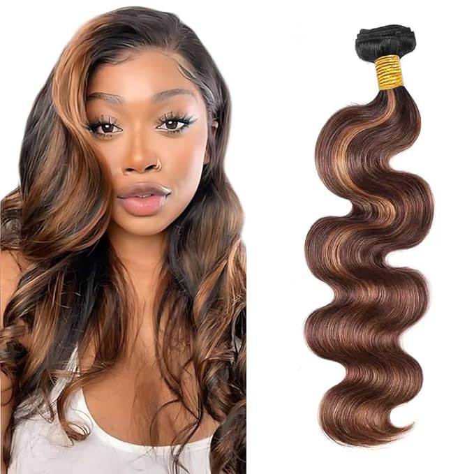 P430 Human Hair Bundles Highlight Body Wave Bundles 16 Inch Brazilian Virgin Hair 1 Bundle Color 30 Body Wave Bundle Hair Weave 50g