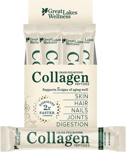 Great Lakes Wellness Collagen Peptides Powder for Skin, Hair, Nails, Joints & Digestion - Unflavored - 11 Servings (Pack of 1)
