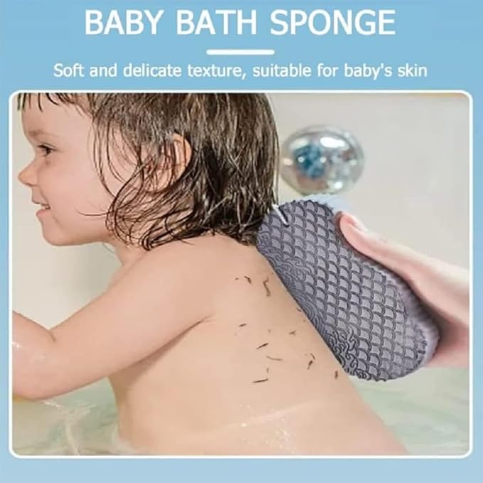 Exfoliating Bath Sponge, 3D Super Soft Magic Exfoliating Bath Sponge, Berosely Radiant Skin Sponge & Dead Skin Remover, Skin Friendly and Reusable for Adults Children (White/Blue/Pink)