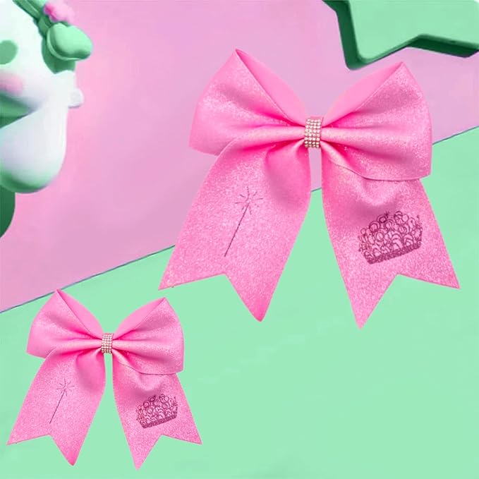 2Pcs Green & Pink Hair Bows – Witch Hair Accessories, Witch Merch Gifts for Women, Inspired Clips for Musical Fans & Costume Parties (Pink)
