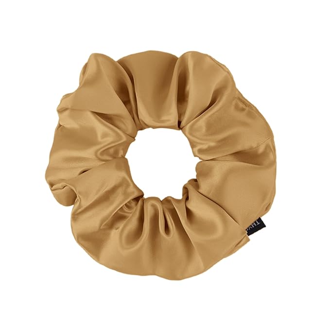 THXSILK Hair Silk Scrunchie for Women's Thick Hair, Metallic Gold, Scrunchie Style, 1 Count