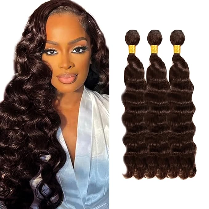 28 30 32 inch WuvuSnm #4 Human Hair Bundles Brown Loose Wave Bundles Human Hair Dark Brown Loose Deep Wave Bundle 150g