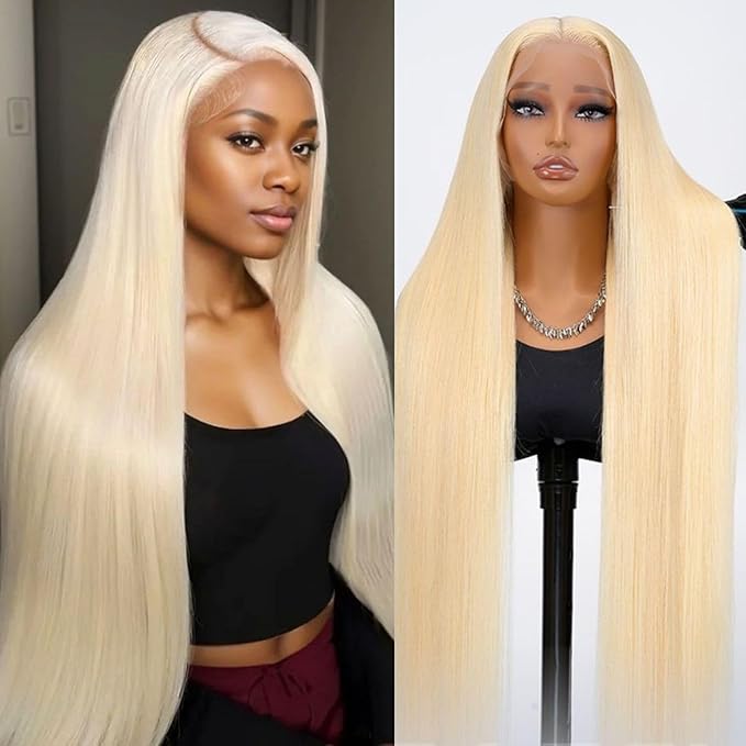IUPin 613 13x6 Lace Front Wig Human Hair Straight 220% Density Blonde Wig Human Hair 613 HD Lace Frontal Wig Human Hair Transparent HD Lace Pre Plucked for Women 24 Inch
