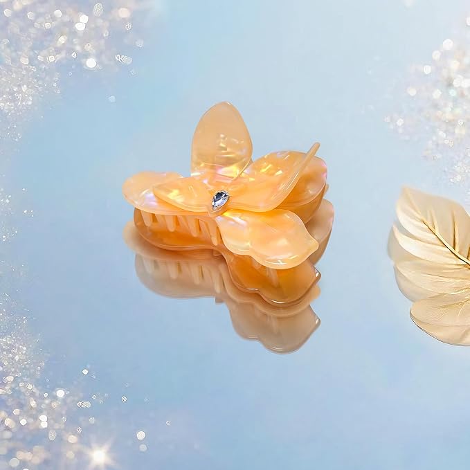 Flower Hair Claw Clips,Acetate Flower Hair Clips Cute Large Hawaiian Claw Clips for Women,3.82 Inch, Durable Design for Thick or Thin Hair (Yellow)