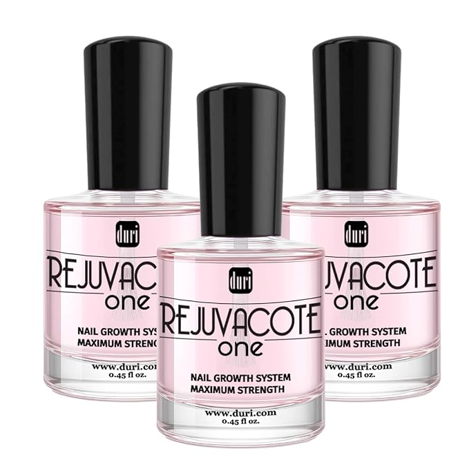 duri Rejuvacote 1 Nail Growth System - Original Maximum Strength Formula - Nail Strengthener and Nail Growth - Base and Top Coat - Pack of 3-0.45 fl. oz.