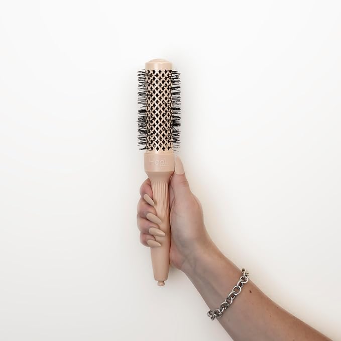 Cricket Hapi High Heat Harmony Thermal Brush - 1.25" Ceramic Barrel, Round Brush for Heat Styling with Hair Dryer, Mood-Friendly - Beige
