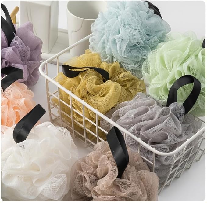 Loofah Sponges for Shower,Jewel Tone 4 - Dark Green, Peacock Green, Sky Blue & Purple