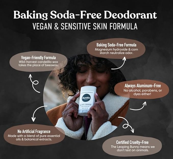 HUMBLE BRANDS Aluminum-Free Deodorant, Vegan and Cruelty- free, Formulated for Sensitive Skin, Bergamot & Ginger, 2.5 Ounce (Pack of 1)