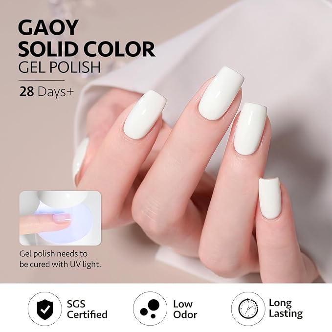 GAOY Pink Red White Gel Nail Polish Set, 6 Colors Beige Nude Soak Off UV Light Cure Gel Polish Kit for Salon and Nail Art DIY at Home