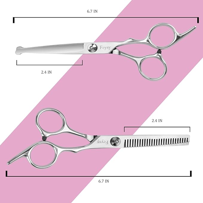 Hair Cutting Scissors Kit for Kids, Fcysy 6 in Children Safety Round Tip Haircut Trimming Scissors Thinning Shears Set, Barber Supplies for Toddlers, Boys & Girls Home Use Grooming Kit