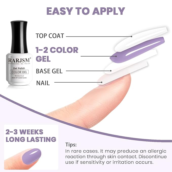 RARJSM Gel Nail Polish Blue Purple 15ml Dark Opaque Pastel Gel Polish Milky Bluish Purple 1 Piece Single Bottle Cool Tone Soak off at Home Salon DIY French Manicure Nails Art