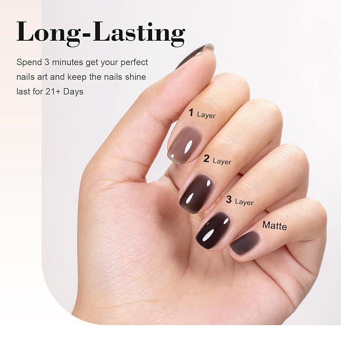 RARJSM Jelly Black Nude Gel Nail Polish Sheer Black Clear Glass Gel Polish Neutral Transparent Crystal Colors Nail Gel Polish 15ml Single Bottle Soak off UV LED Cured for Home Salon DIY Manicure