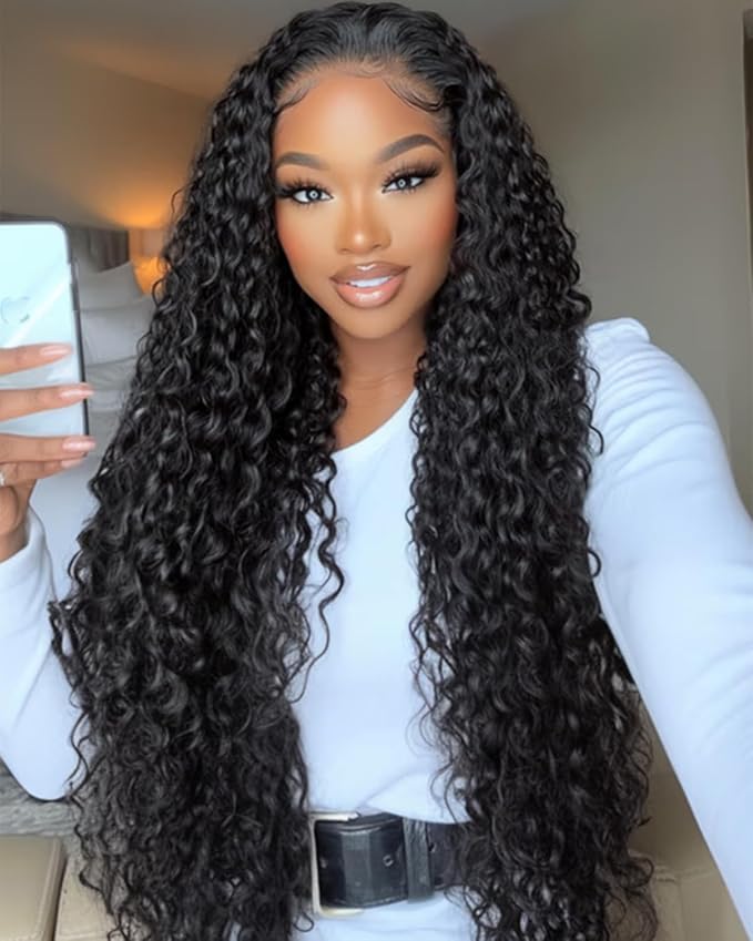Deep Wave Half Wig Human Hair 200% Density 3 in 1 Half Wigs for Women, Invisible Hairline Glueless Wear & Go Beginner Friendly Drawstring Seamless Flip Headband Wig, 26 Inch