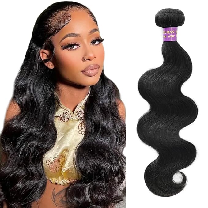 14A Human Hair Bundles Body Wave One Bundle 100% Unprocessed Brazilian Virgin Hair Bundles Double Weft Weave Body Wave Human Hair Natural Black Color (one bundle, 32)