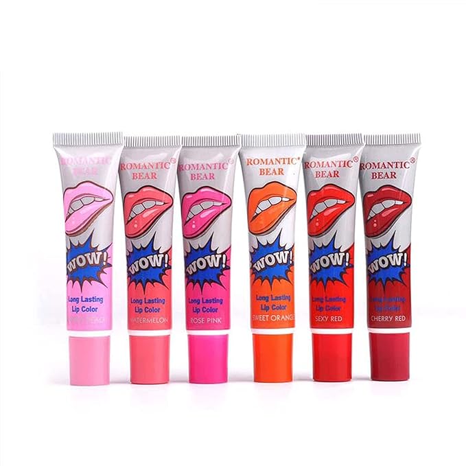 VeniCare Romantic 6 Colors Tattoo Magic Color Lip Stain Tint Long Lasting Lip Gloss Sets for Women Peel Off Colored Matte Sexy Color 1 SET