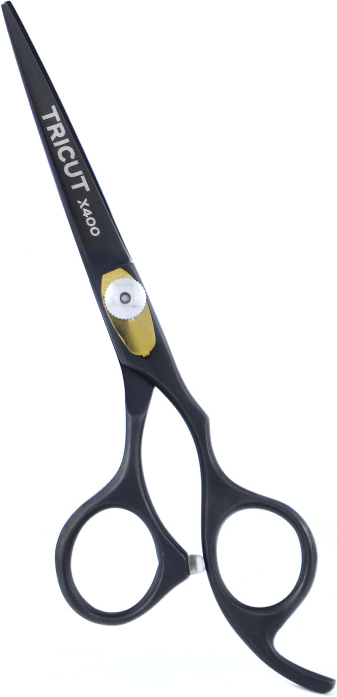 Professional Tricut Black Matte Hairdressing Scissors 6.5" – Premium Barber & Salon Shears for Precise Cutting, Japanese Stainless Steel
