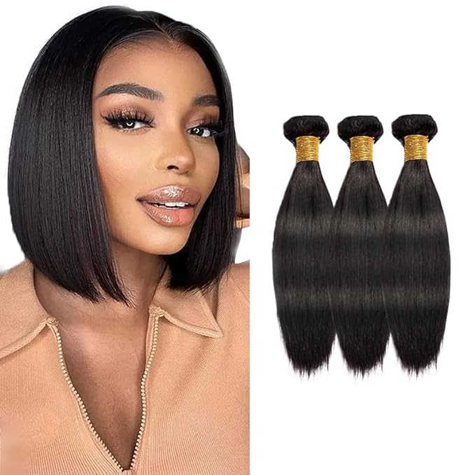 Straight Human Hair Bundles Brazilian Straight Bundles Human Hair 14 16 18 inch Natural Black Color