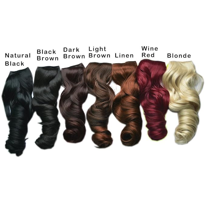 REECHO 14" 1-Pack 3/4 Full Head Wavy Clips in on Synthetic Hair Extensions HE008 Hairpieces for Women 5 Clips 3.6 Oz per Piece - Dark Brown