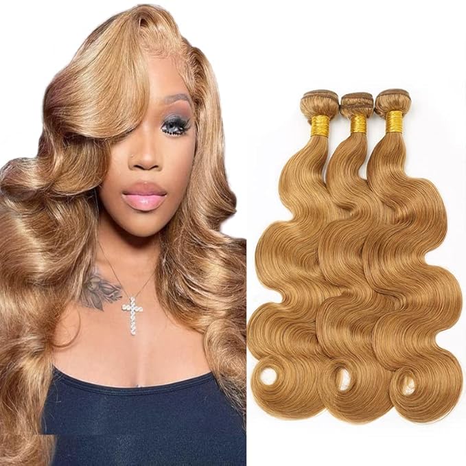 22 24 26 Inch Honey Blonde Bundle Color #27 Human Hair Bundles 27 Body Wave Bundles Human Hair Blonde Body Wave Bundle Hair Weave