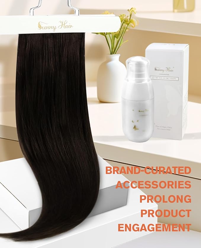 Sunny Hair Genius Weft Hair Extensions Human Hair Dark Brown Genius Weft Sew in Hair Extensions Real Human Hair Brown One Piece Hair Weft Extensions for Women 16inch #2