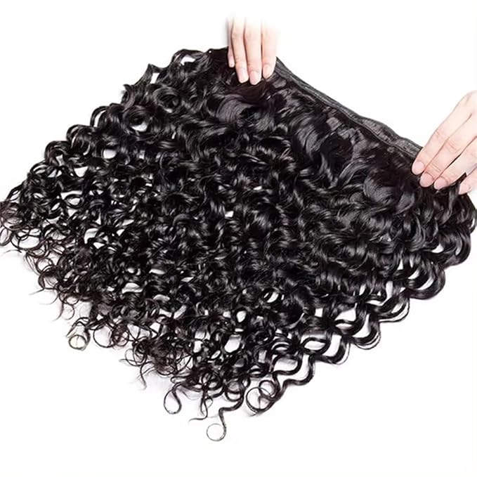 Water wave bundles 100% Unprocessed human hair bundles with Hair Extensions Natur weave color for women 100g/bundle(Natural Black, Water 24 26 28 Inch)