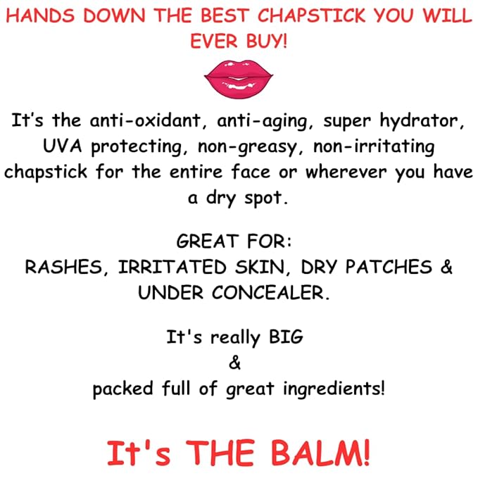 Balm Lip Moisturizer for Dry Lip Care - Organic Lip Balm for Chapped Lips - Anti-aging - UV protecting Lip Repair for Hydrating Lips Oversized - Best Balm - Original .5oz