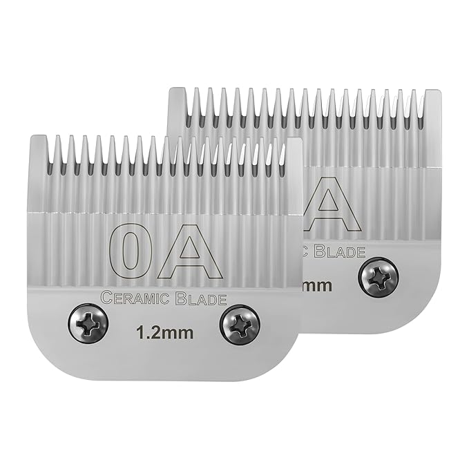 2 Packs 0A Detachable Replacement Ceramic Blades,Compatible with Andis/oster Classic 76/Star-Teq/Power-Teq/A5 Clipper,Cut Length 3/64"(1.2mm)