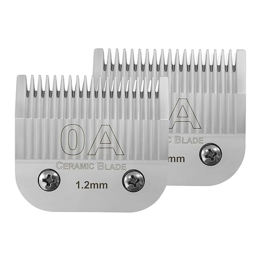 2 Packs 0A Detachable Replacement Ceramic Blades,Compatible with Andis/oster Classic 76/Star-Teq/Power-Teq/A5 Clipper,Cut Length 3/64"(1.2mm)