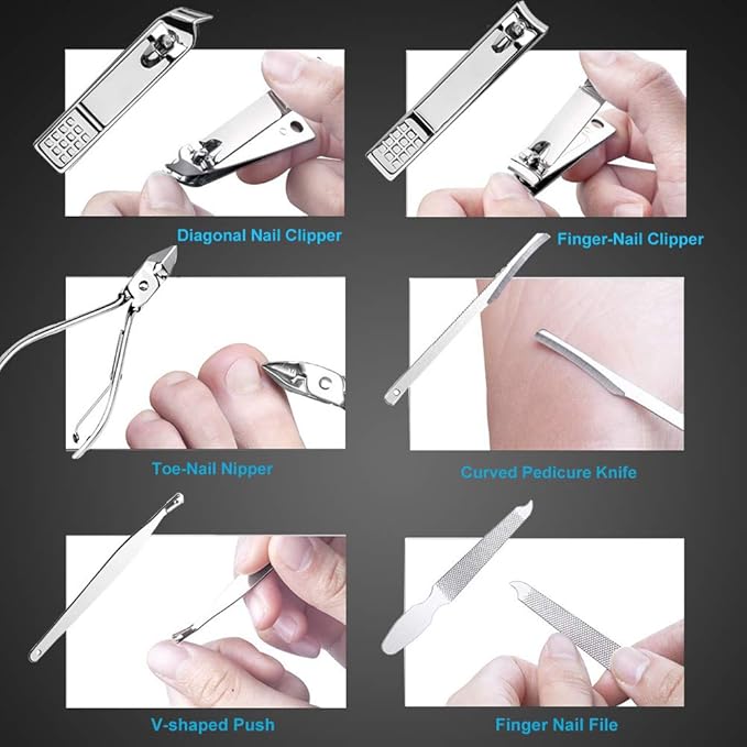Nail Clippers Set Fingernail and Toenail Clipper Cutters Men's Accessories,Manicure Pedicure Kit Professional Grooming Kits,Nail Care Tools with Travel Case Stocking Stuffers Gifts for Men Women