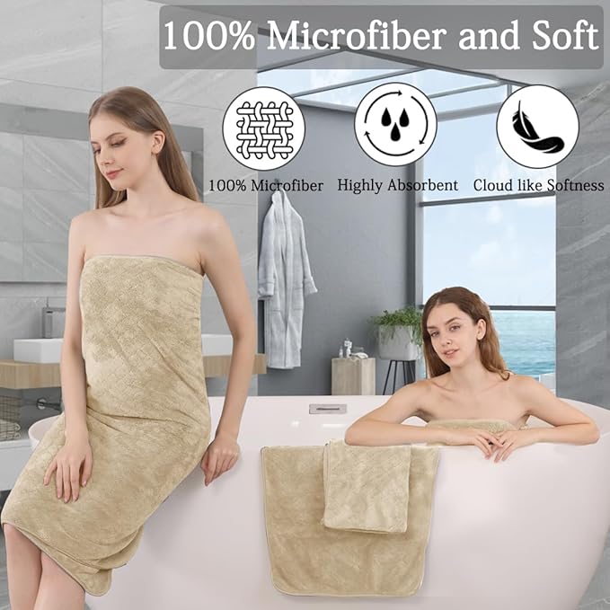 4 Piece Extra Large Bath Towels Set 35x70 Inches - Luxury 600 GSM Oversized Bath Sheet Towel,Ultra Soft Microfiber - Quick Dry,Highly Absorbent Shower Towels Spa Hotel Bathroom Towel Set (Beige)