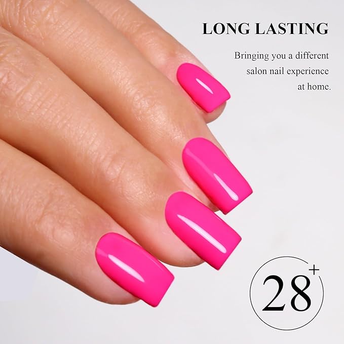 Imtiti Hot Pink Gel Nail Polish, 1Pcs Neon Pink Soak Off UV LED Gel Polish Nail Art Manicure Salon DIY at Home for Spring and Summer (0.34 Fl Oz-954)